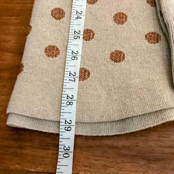 LOFT Women's Crewneck Sweater Wool Blend Metallic Latte Polka Dot in XL NWT - Picture 9 of 11